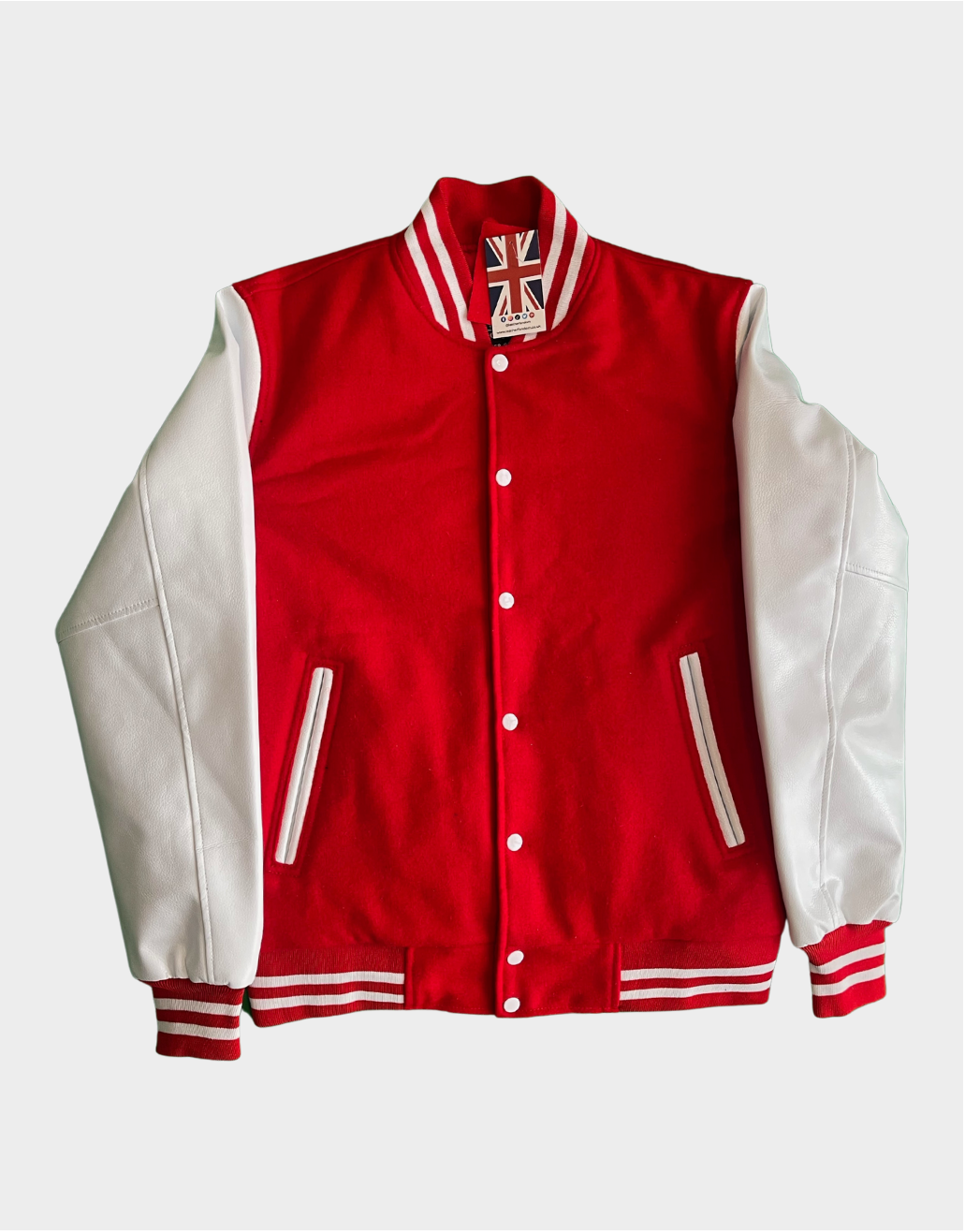 Baseball Jacket, Red/White leather sleeves