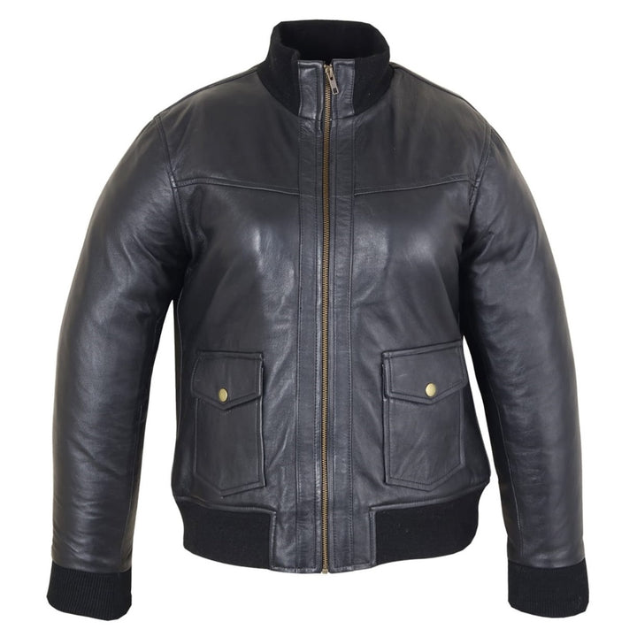 Black Leather Flight Jacket Womens Racer Jacket - Black Bomber Jacket - 100% Genuine Sheepskin Leather - Leather Fandom