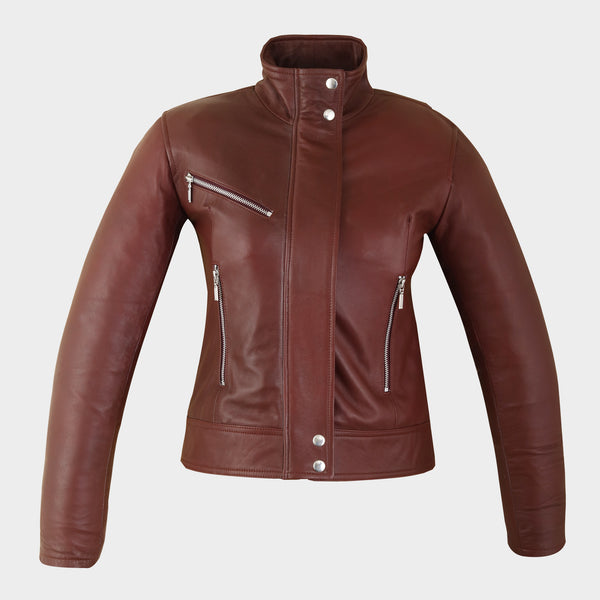 Burgundy / Oxford Leather Jacket - Womens Burgundy / Oxford Leather Jacket