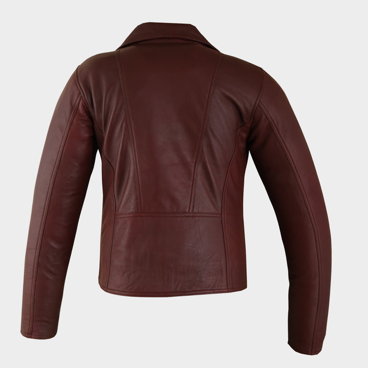 Burgundy / Oxford Leather Jacket - Womens Burgundy / Oxford Leather Jacket - Women's Biker Jacket Burgundy / Oxford Colour - Leather Fandom