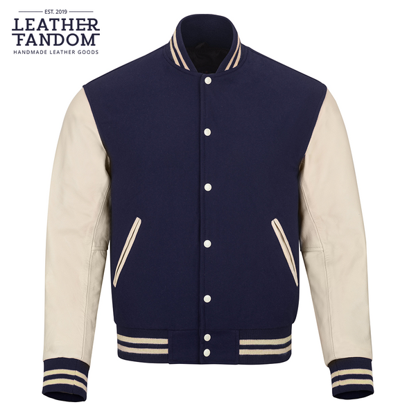 Mens Varsity Jacket - Mens Baseball Jacket - Navy Blue Varsity Jacket