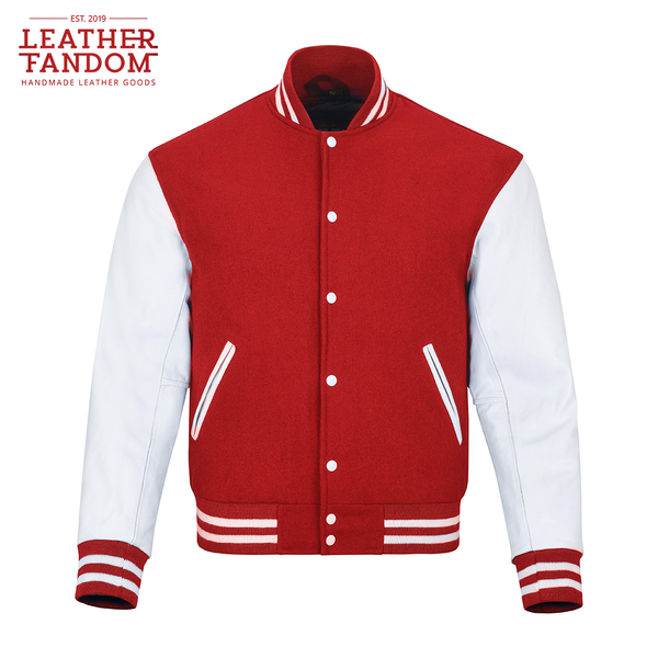 Mens Varsity Jacket - Mens Baseball Jacket - Red Varsity Jacket