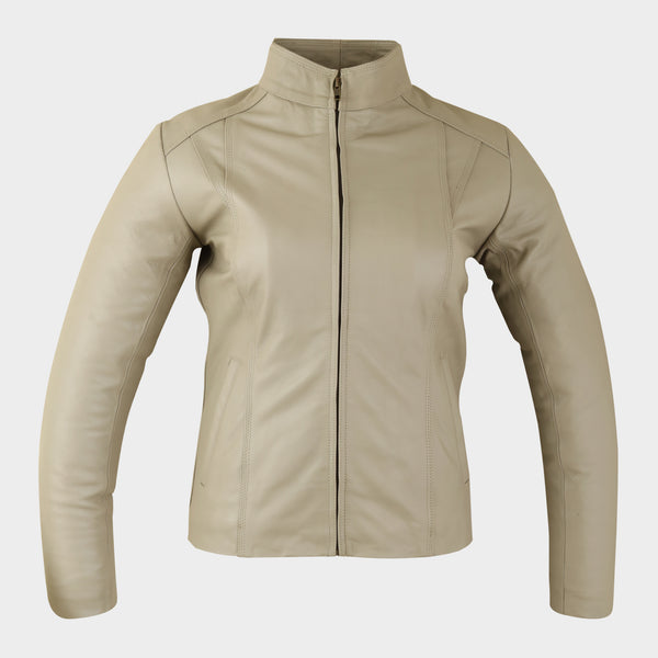 Ecru / Cream Leather Jacket Womens - Women's Leather Jacket Cream Colour