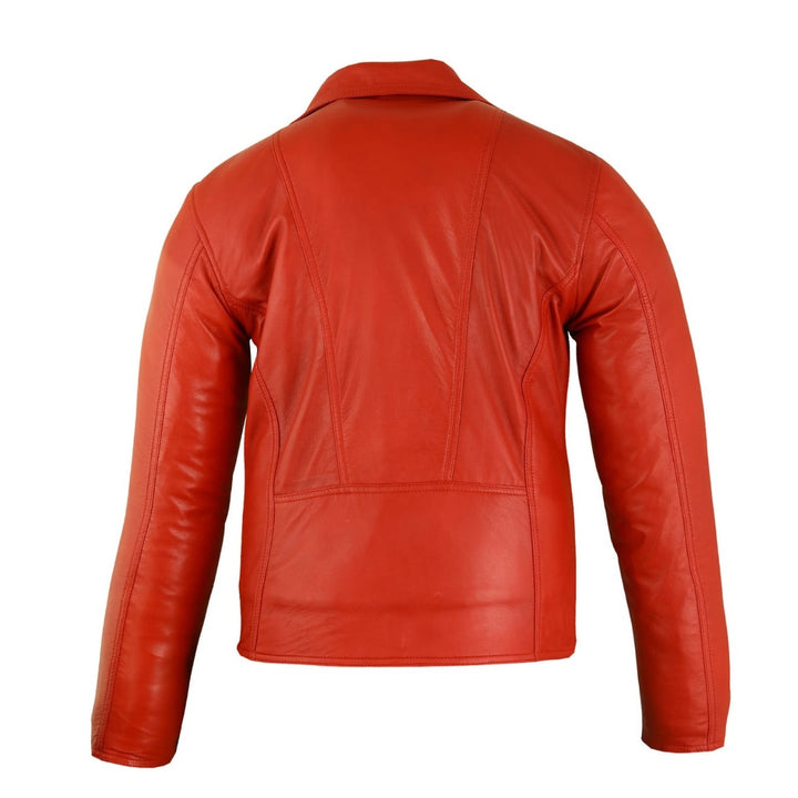 Red Leather Biker Jacket - Womens Red Leather Jacket - Red Genuine Sheepskin Leather Jacket - Leather Fandom