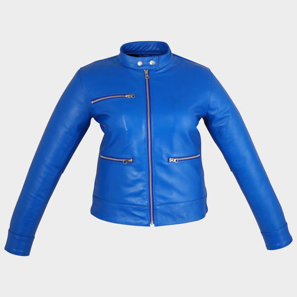 Royal Blue Leather Jacket - Womens Royal Blue Bomber Leather Jacket