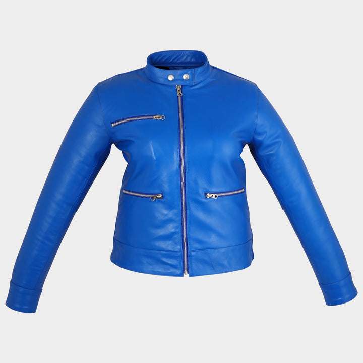 Royal Blue Leather Jacket - Womens Royal Blue Bomber Leather Jacket