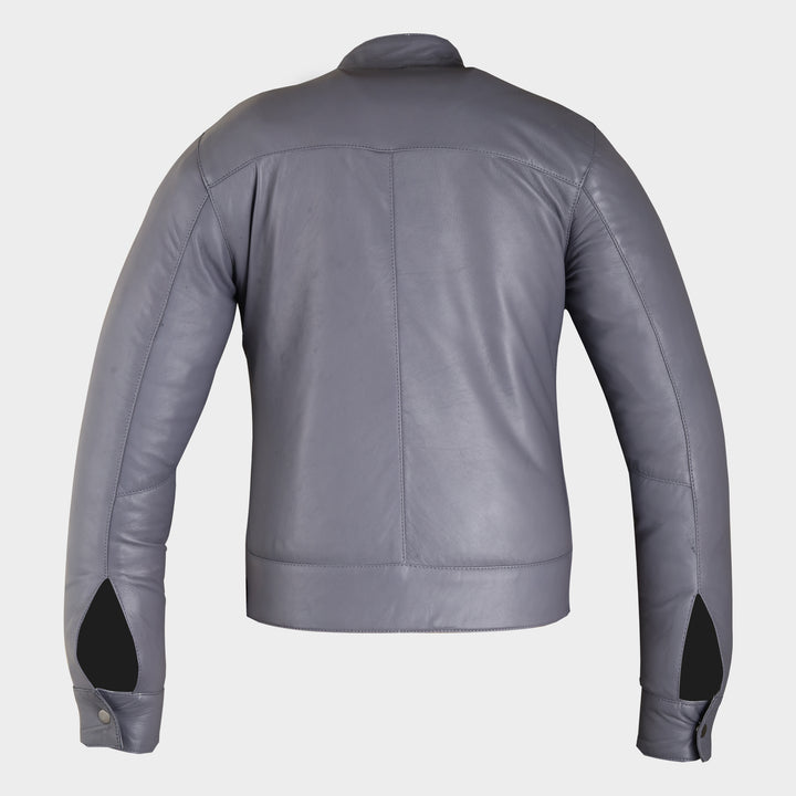 Silver Grey Leather Jacket Womens - Fashion Leather Jacket Silver Grey Colour - Women's Bomber Jacket Silver Grey Leather Fandom