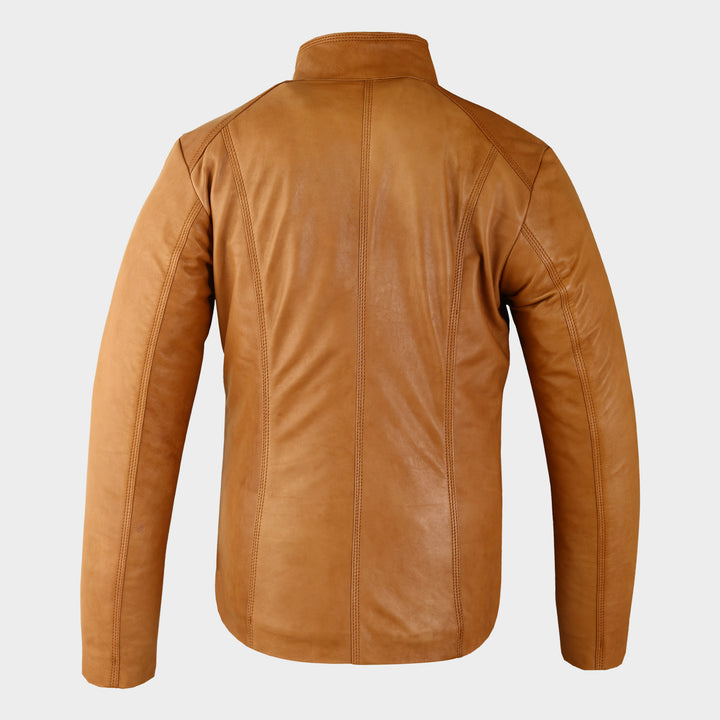 Tan Womens Biker Jacket - Tan Women's Racer Leather Jacket - Leather Fandom