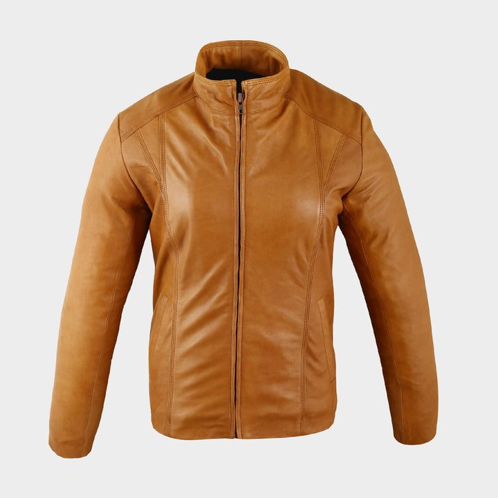 Tan Womens Biker Jacket - Tan Women's Racer Leather Jacket - Leather Fandom