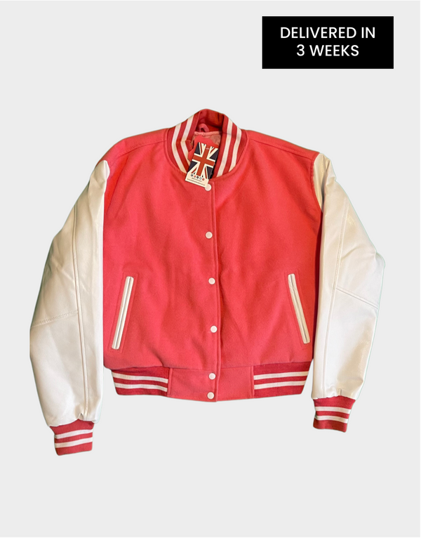 Womens Plus Size Varsity Jacket - Womens Baseball Jacket - Womens Pink Varsity Jacket