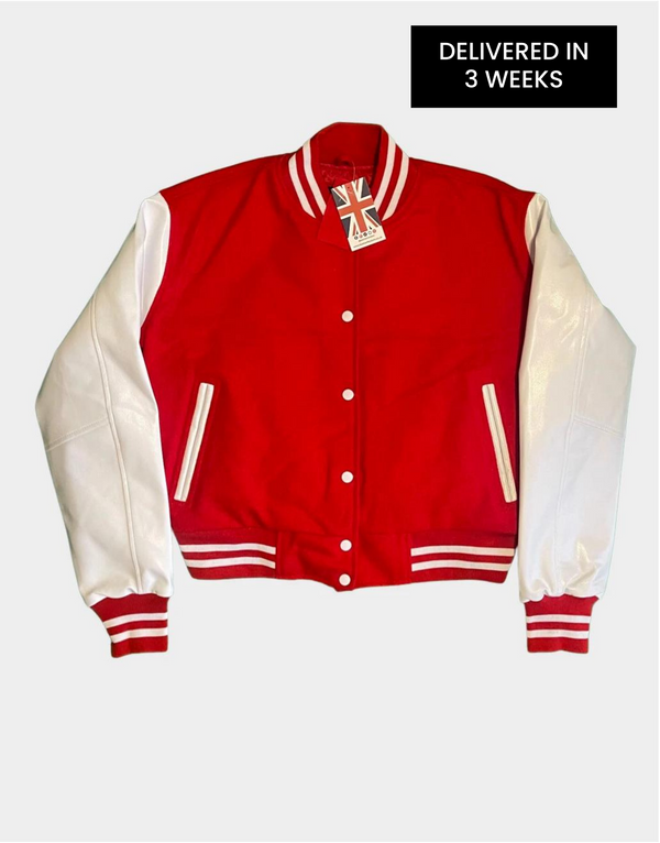 Womens Plus Size Varsity Jacket - Womens Baseball Jacket - Womens Plus Size Red Varsity Jacket