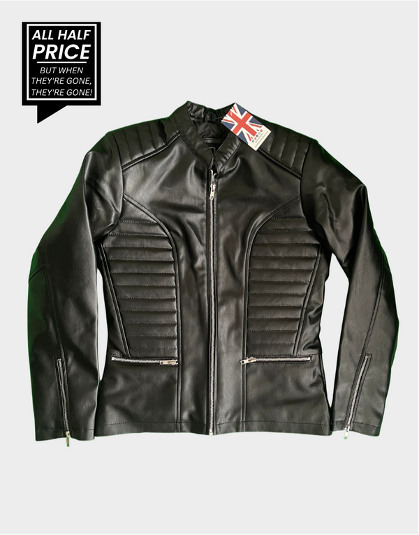 Women's Faux Black Leather Racer Jacket