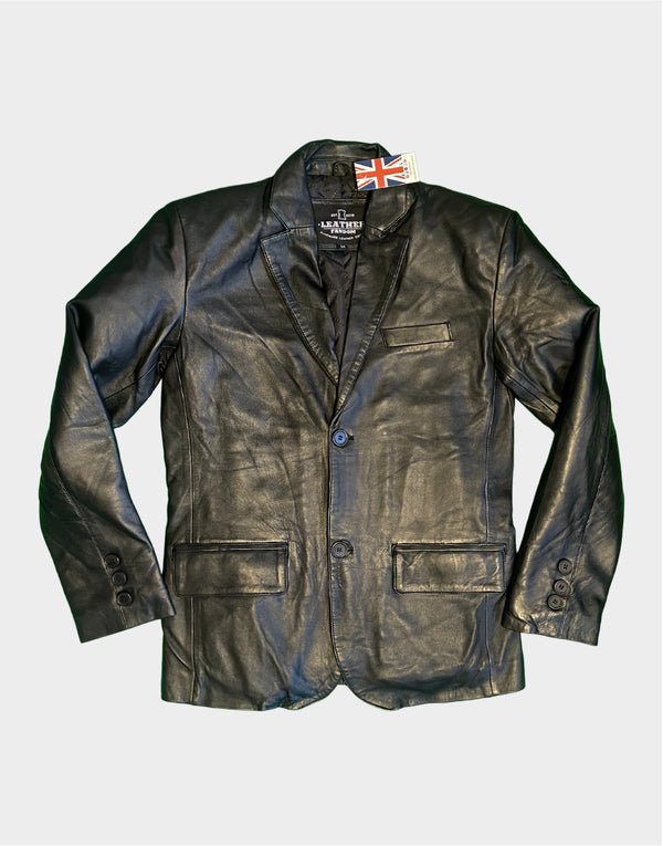 Mens Genuine Sheepskin Black Leather Coat