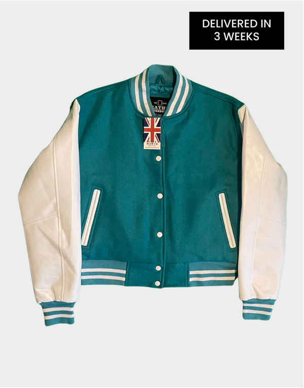 Womens Plus Size Varsity Jacket - Womens Baseball Jacket - Womens Turquoise Varsity Jacket