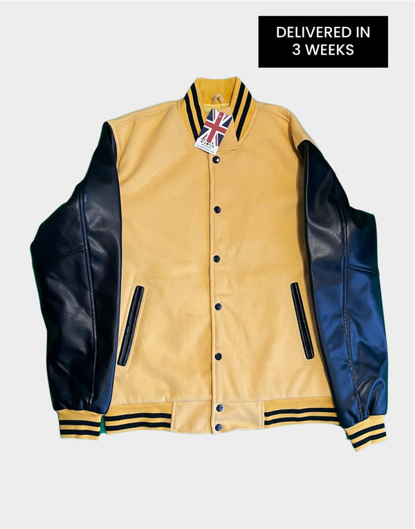 Mens Plus Size Varsity Jacket - Mens Baseball Jacket - Yellow Varsity Jacket { Delivered in 3 Weeks }