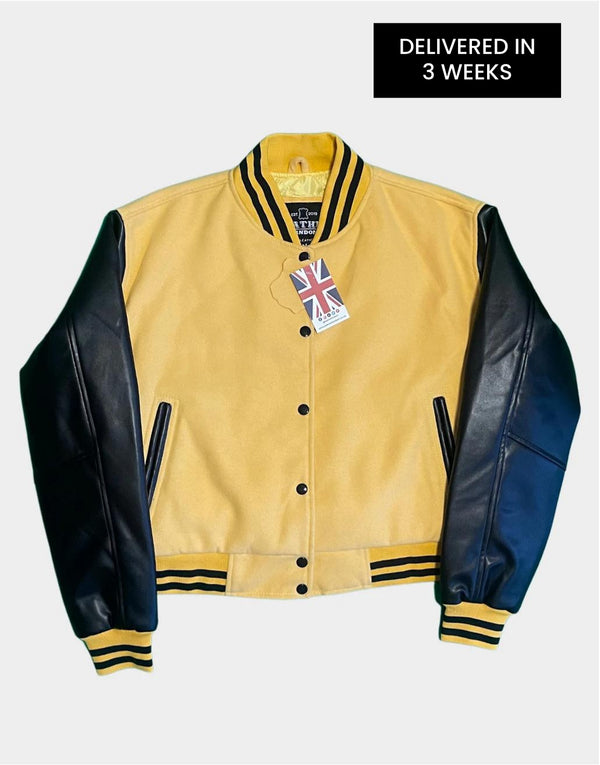 Womens Plus Size Varsity Jacket - Womens Baseball Jacket - Womens Yellow Varsity Jacket